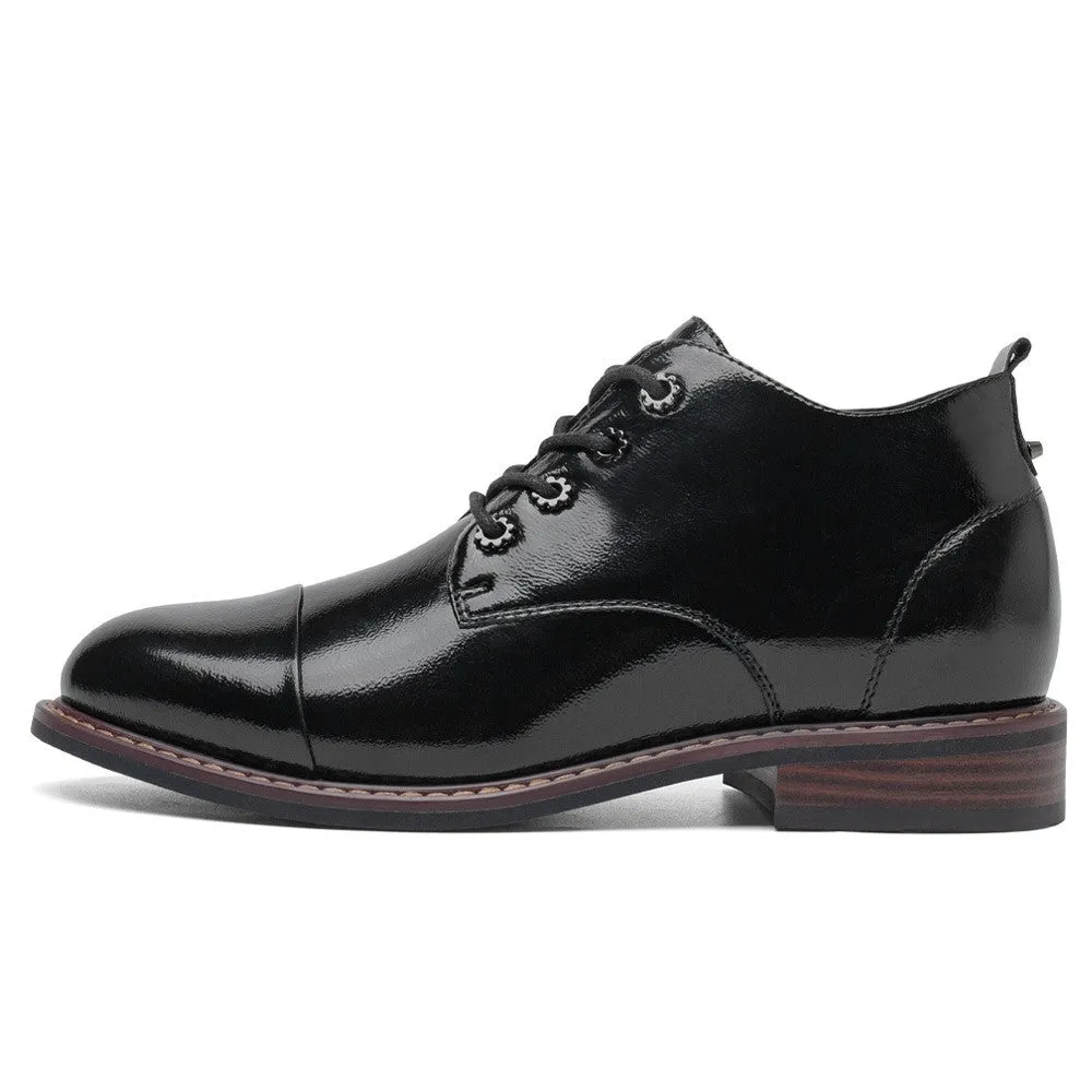 6 CM / 2.36 Inches CMR CHAMARIPA Elevator Ankle Boots for Women - Stylish Black Leather Boots