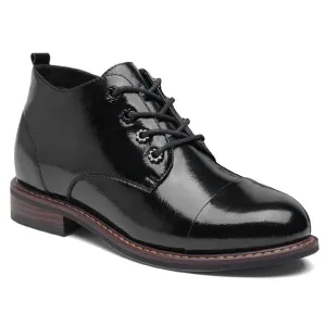 6 CM / 2.36 Inches CMR CHAMARIPA Elevator Ankle Boots for Women - Stylish Black Leather Boots