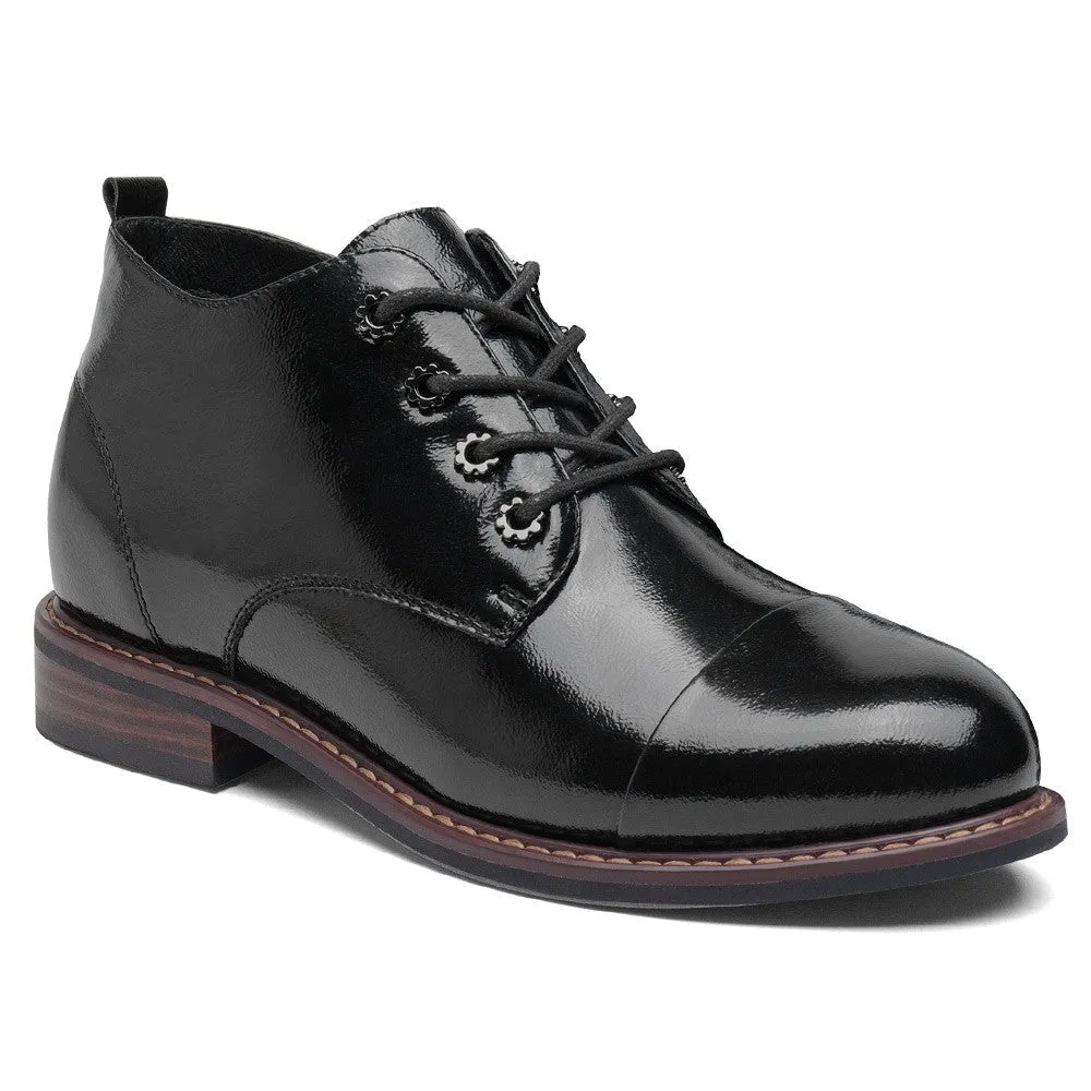 6 CM / 2.36 Inches CMR CHAMARIPA Elevator Ankle Boots for Women - Stylish Black Leather Boots