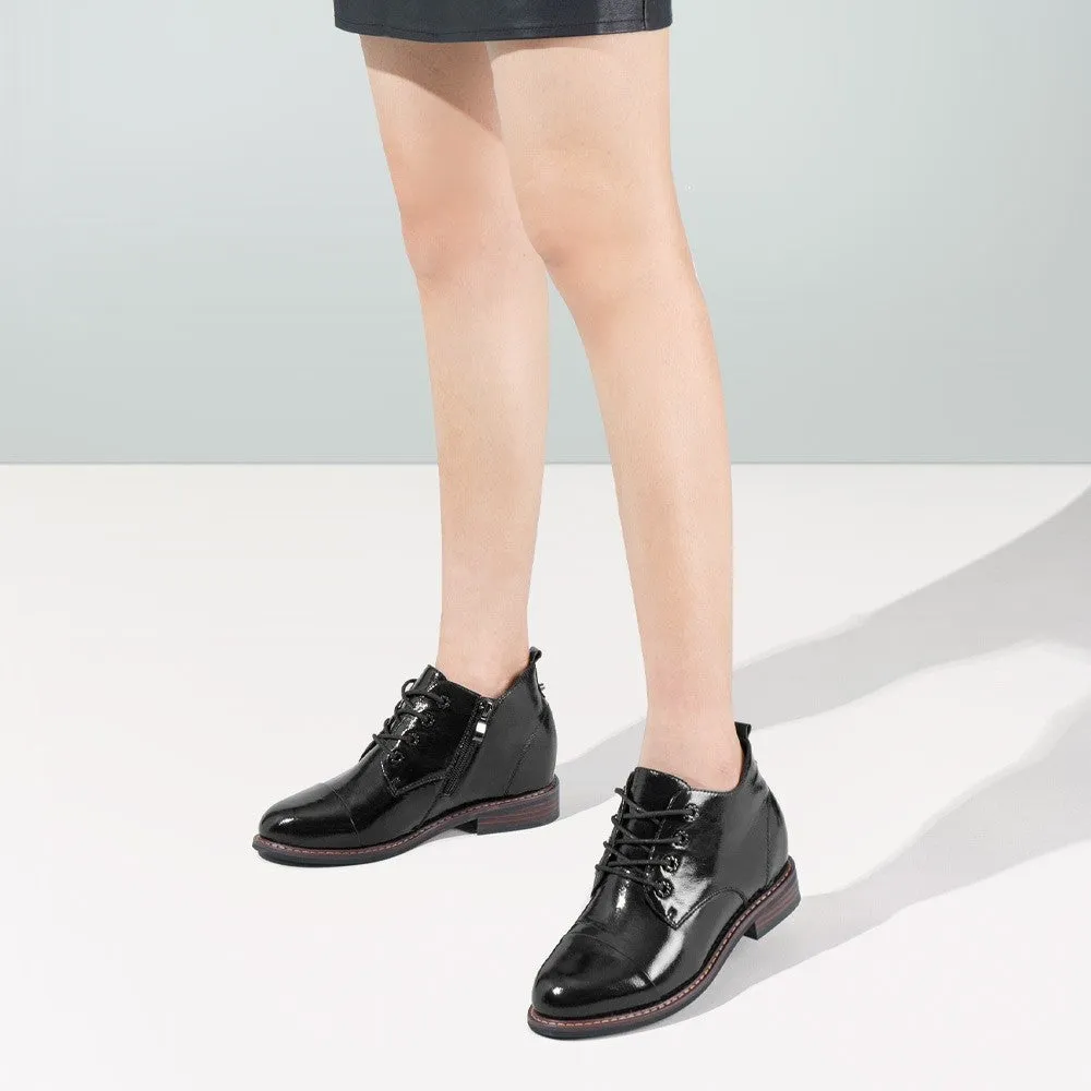 6 CM / 2.36 Inches CMR CHAMARIPA Elevator Ankle Boots for Women - Stylish Black Leather Boots