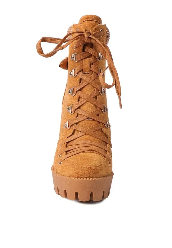 Birch Diamante Platform Block High Heel Ankle Boot