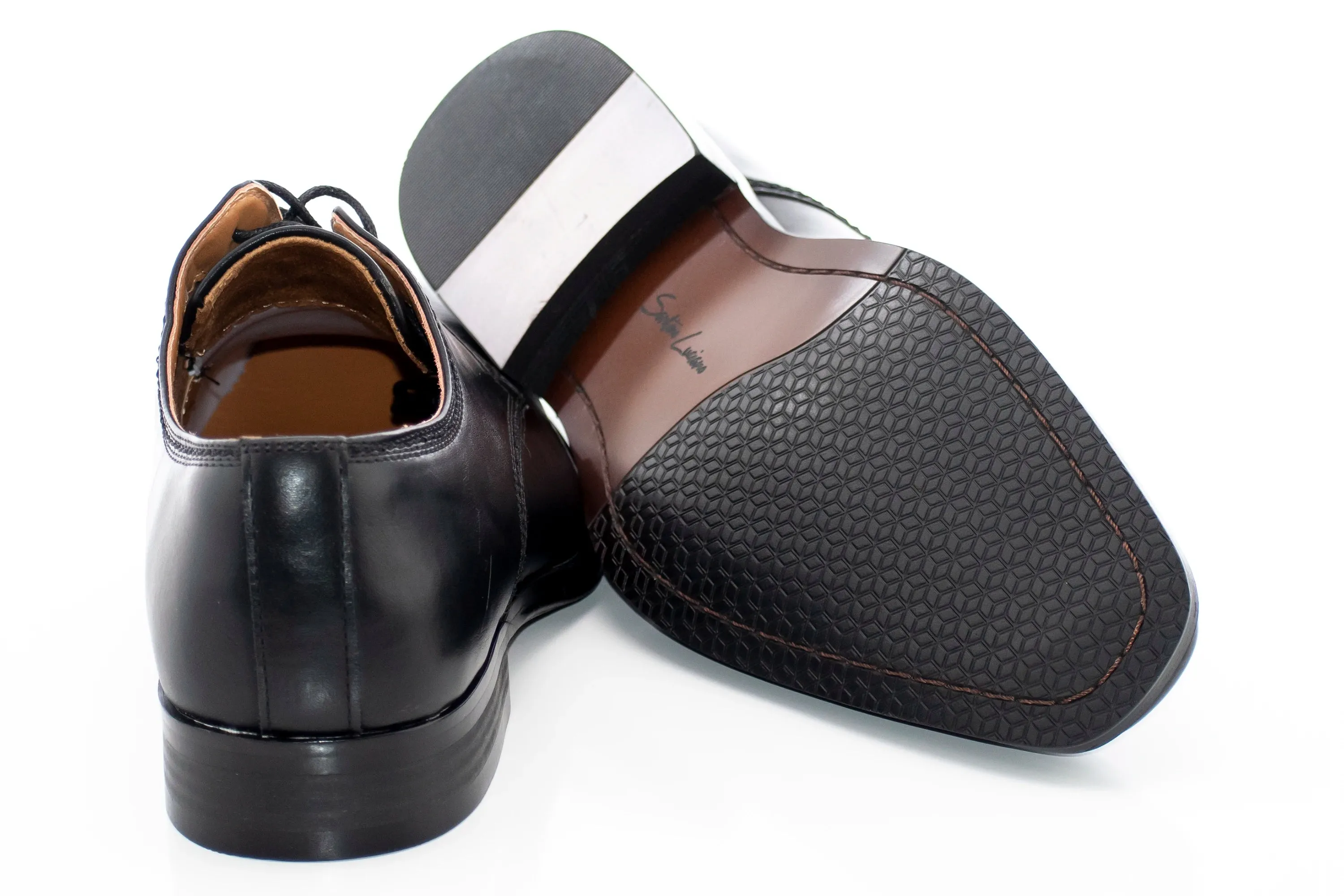 Black Grain Leather Derby Lace-Up Dress Shoe