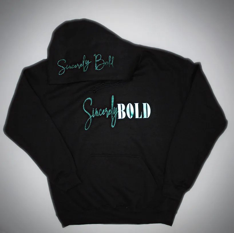 Bold Signature Hoodie- Black/Emerald Green