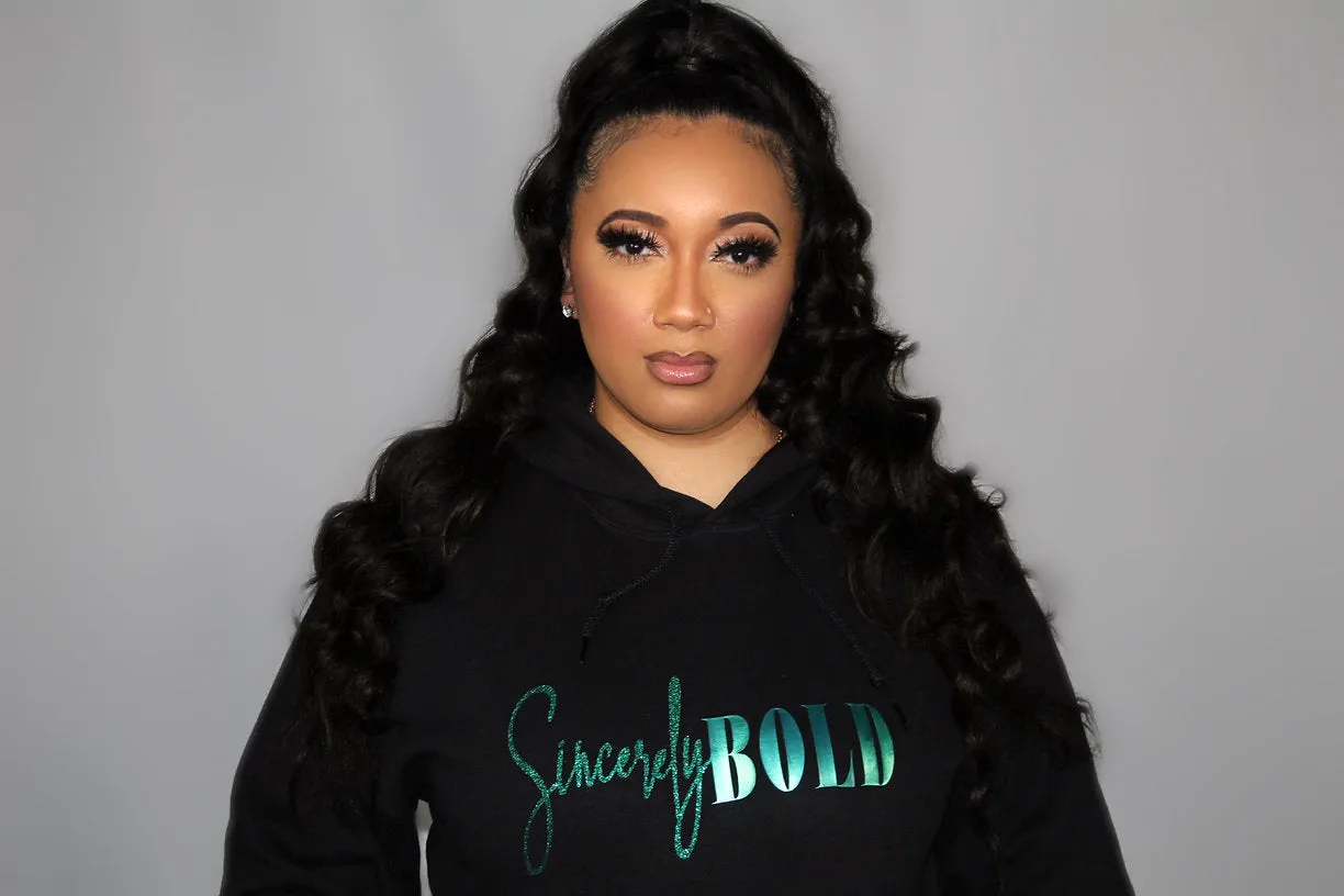 Bold Signature Hoodie- Black/Emerald Green