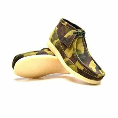 British Walkers Walker 100's Wallabee Boots Men's Green Camo Leather and Suede High Tops