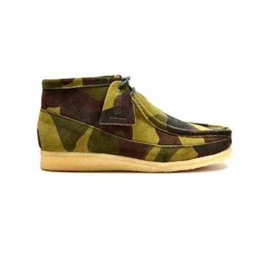 British Walkers Walker 100's Wallabee Boots Men's Green Camo Leather and Suede High Tops
