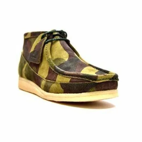 British Walkers Walker 100's Wallabee Boots Men's Green Camo Leather and Suede High Tops