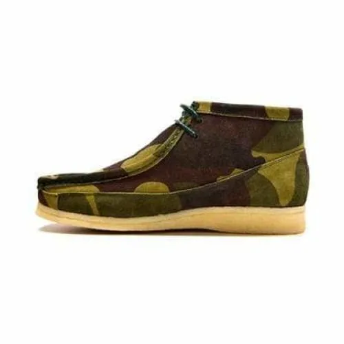 British Walkers Walker 100's Wallabee Boots Men's Green Camo Leather and Suede High Tops