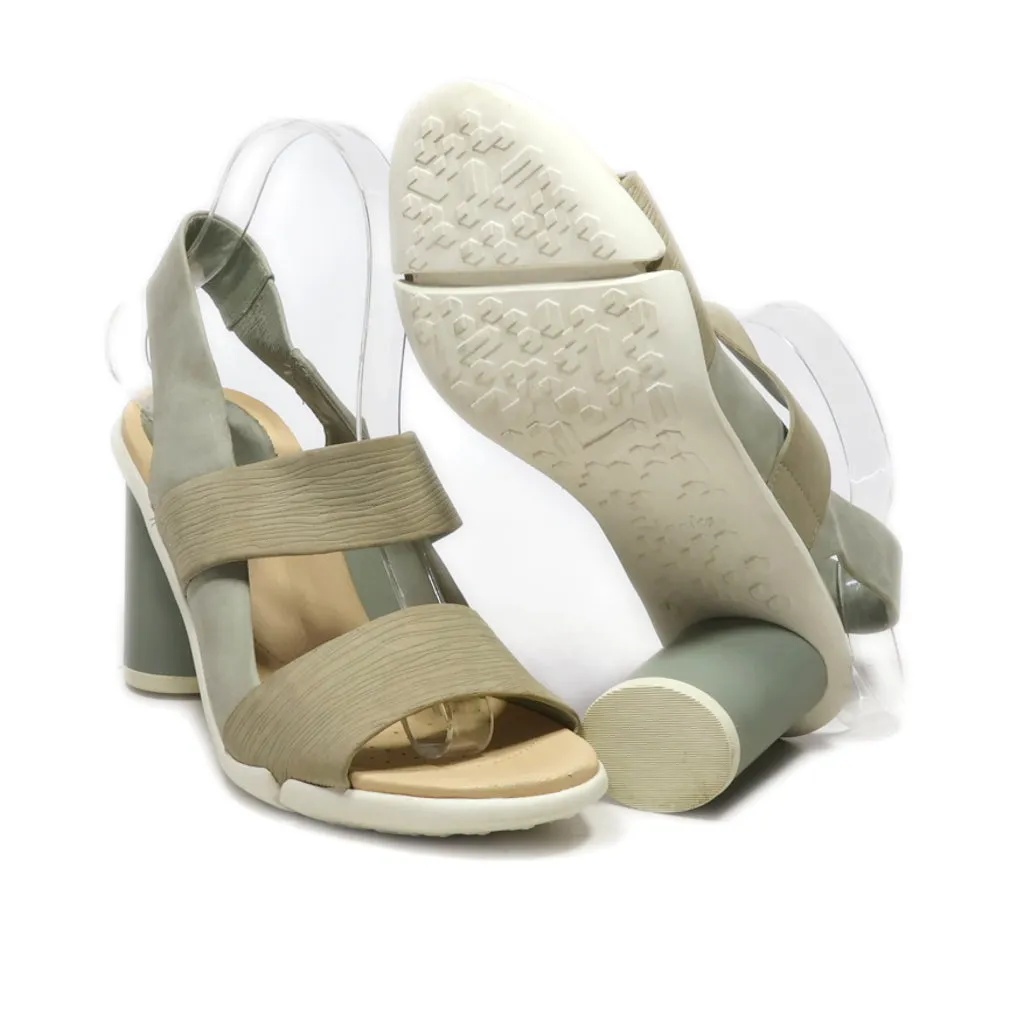 Clarks High-Heel Sandals Leather Green Colour For Women