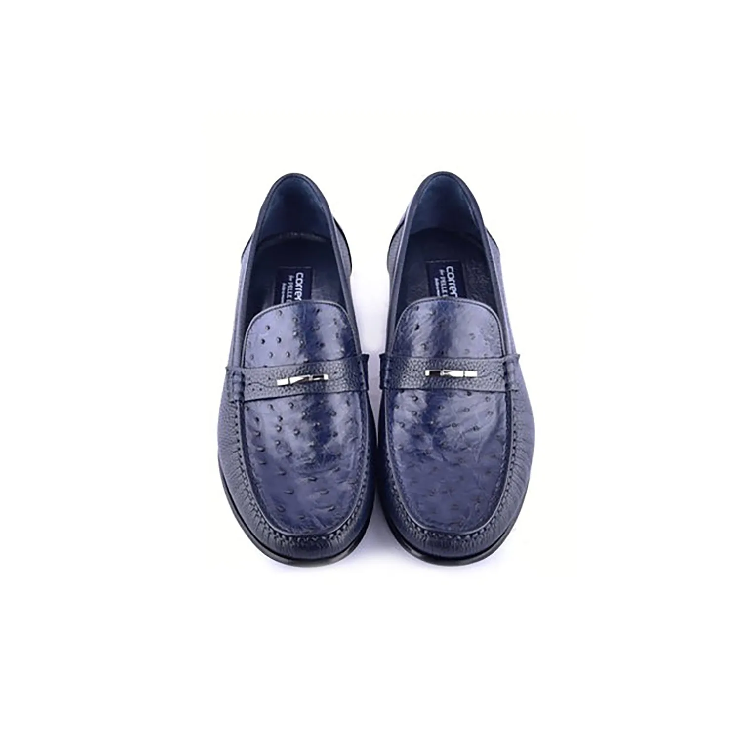 Corrente C0014051-3898Ost Men's Shoes Navy Exotic Ostrich / Deer-Skin Moccasin Loafers (CRT1473)
