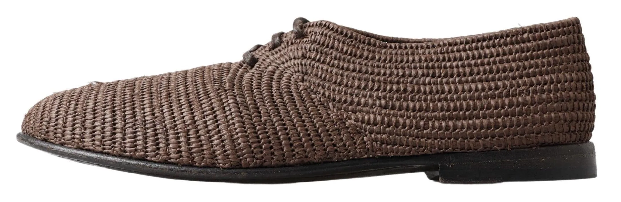 Dolce & Gabbana Brown Rafia Lace Up Casual Men Derby Shoes