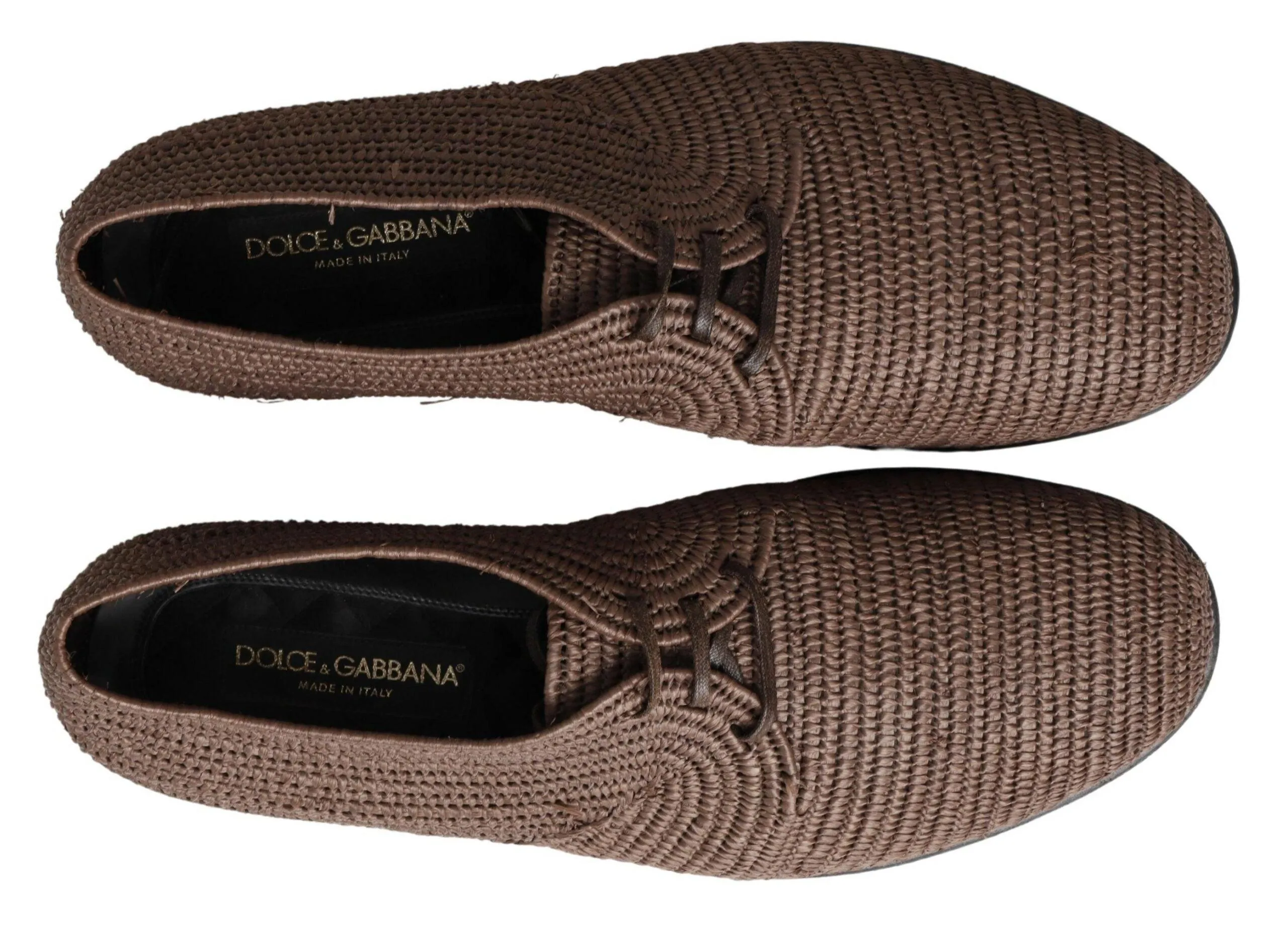 Dolce & Gabbana Brown Rafia Lace Up Casual Men Derby Shoes