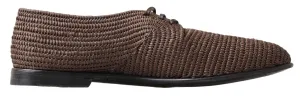 Dolce & Gabbana Brown Rafia Lace Up Casual Men Derby Shoes