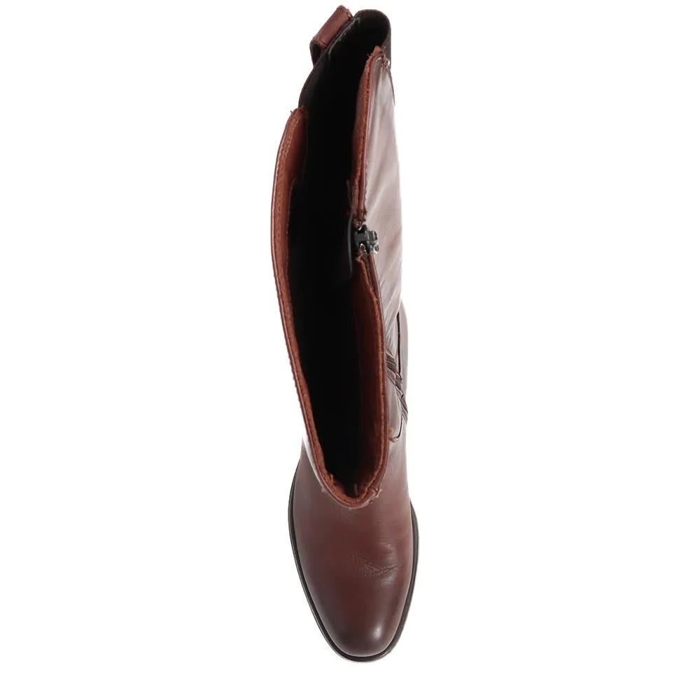 Donatella Knee High Leather Boots - DONATELLA / 322 367