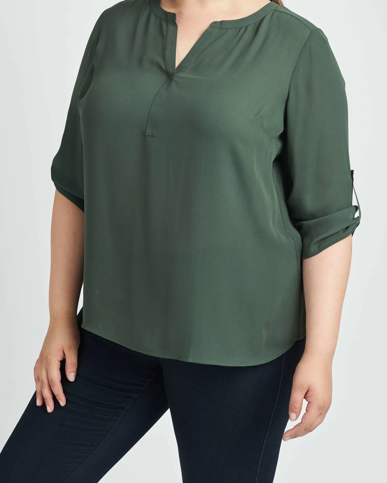 Gabriella 3/4 Roll-Tab Sleeve Blouse | HUNTER