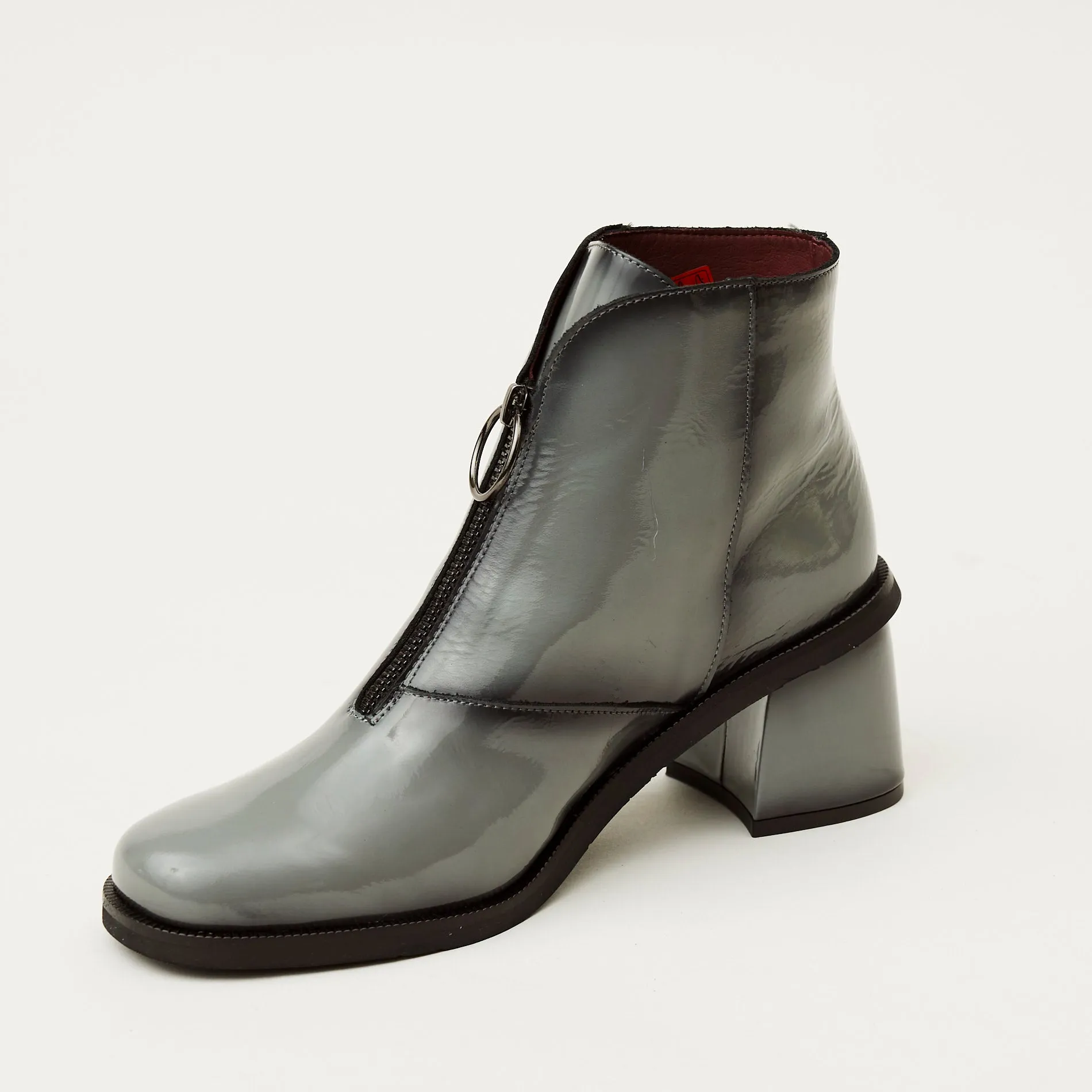 Jose Saenz Grey Patent Leather Ankle Boots