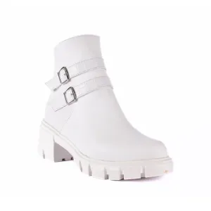 Leather Ankle Boots With Double Buckle