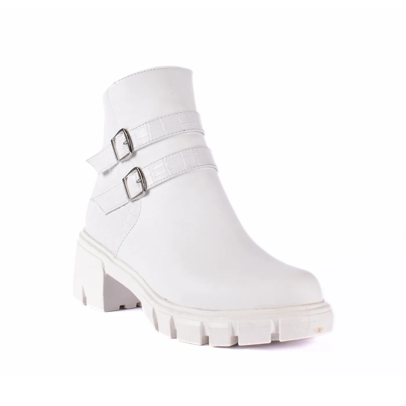 Leather Ankle Boots With Double Buckle