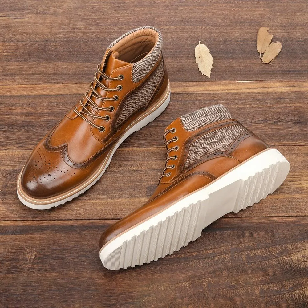 Men's Flat Platform Faux Leather Ankle Boots