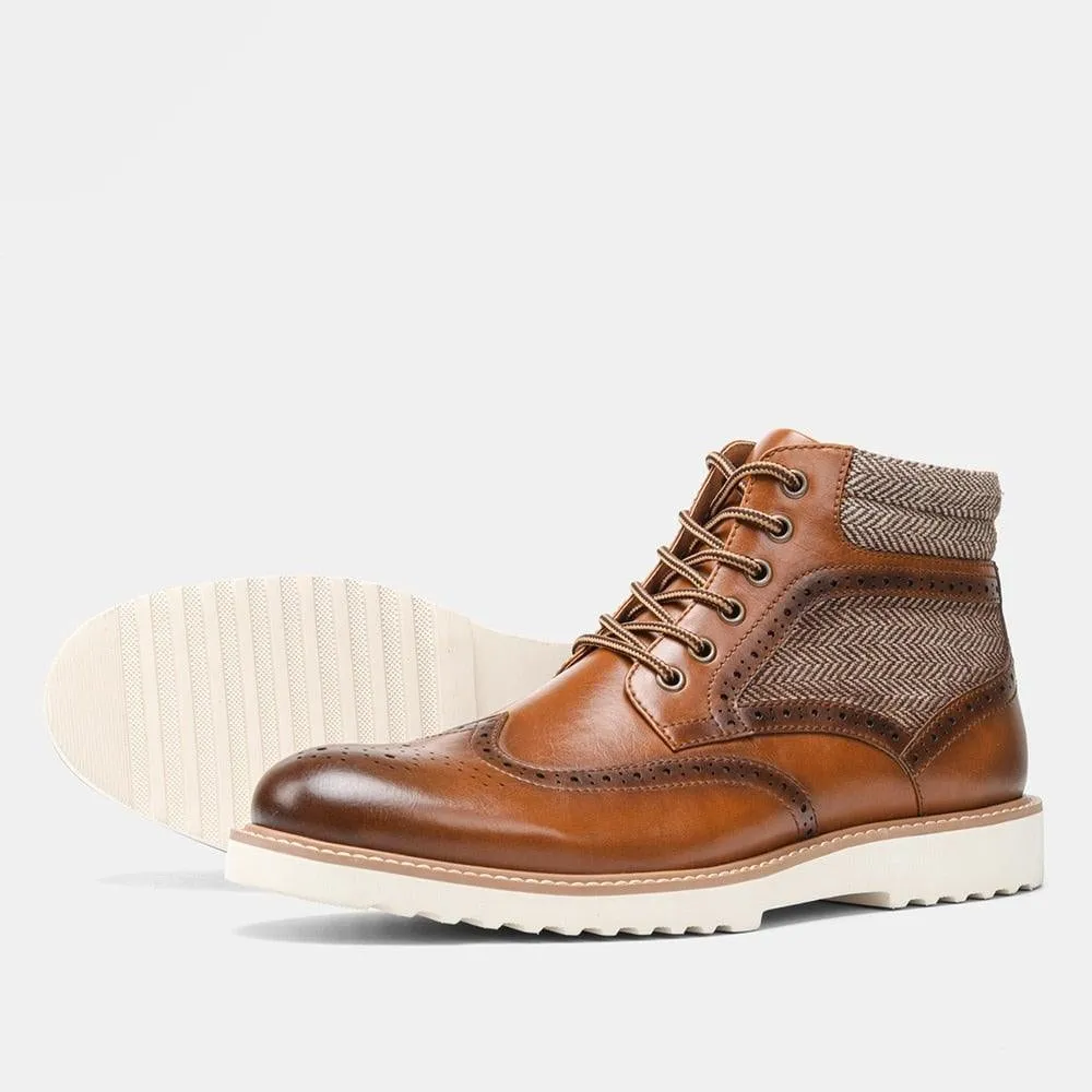 Men's Flat Platform Faux Leather Ankle Boots