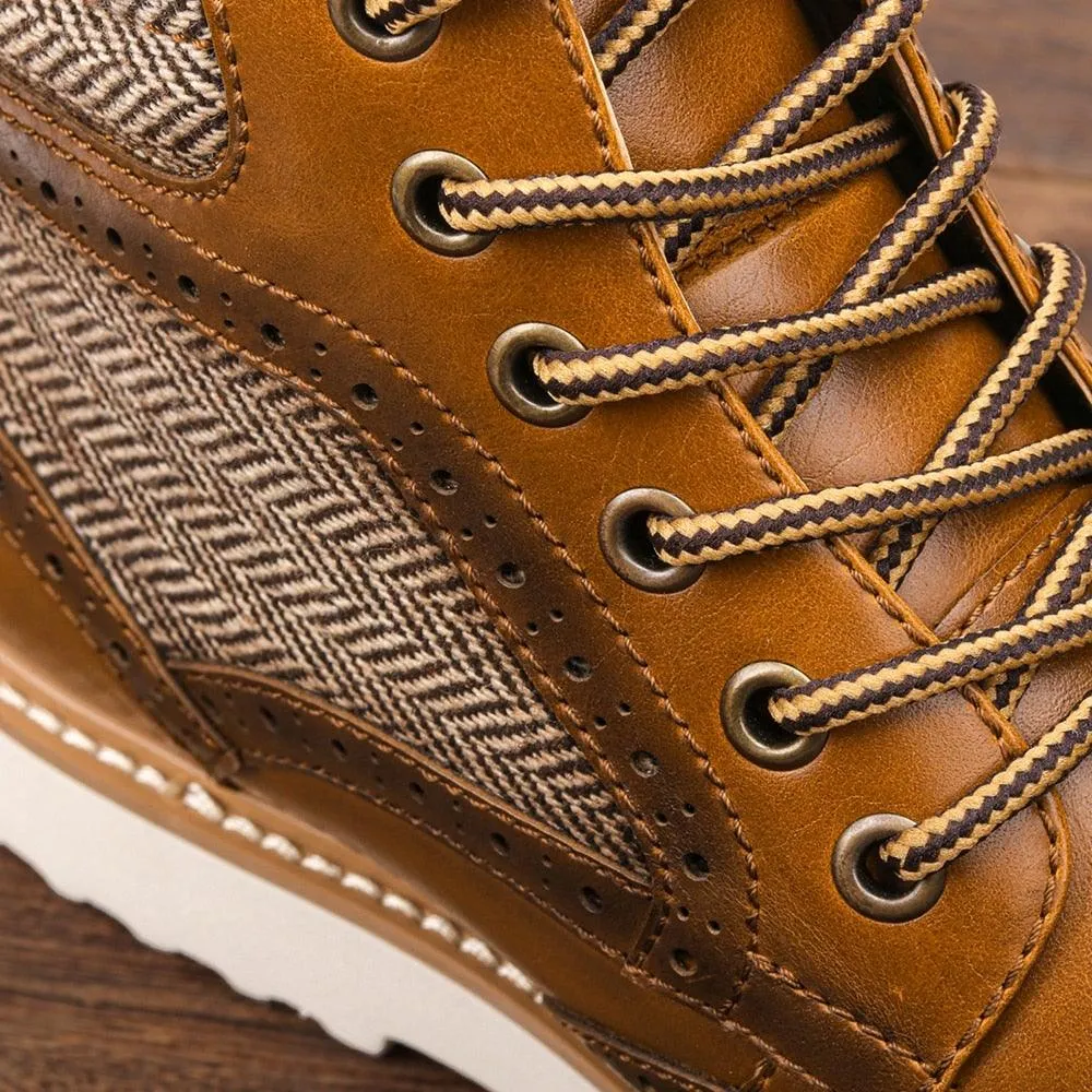 Men's Flat Platform Faux Leather Ankle Boots