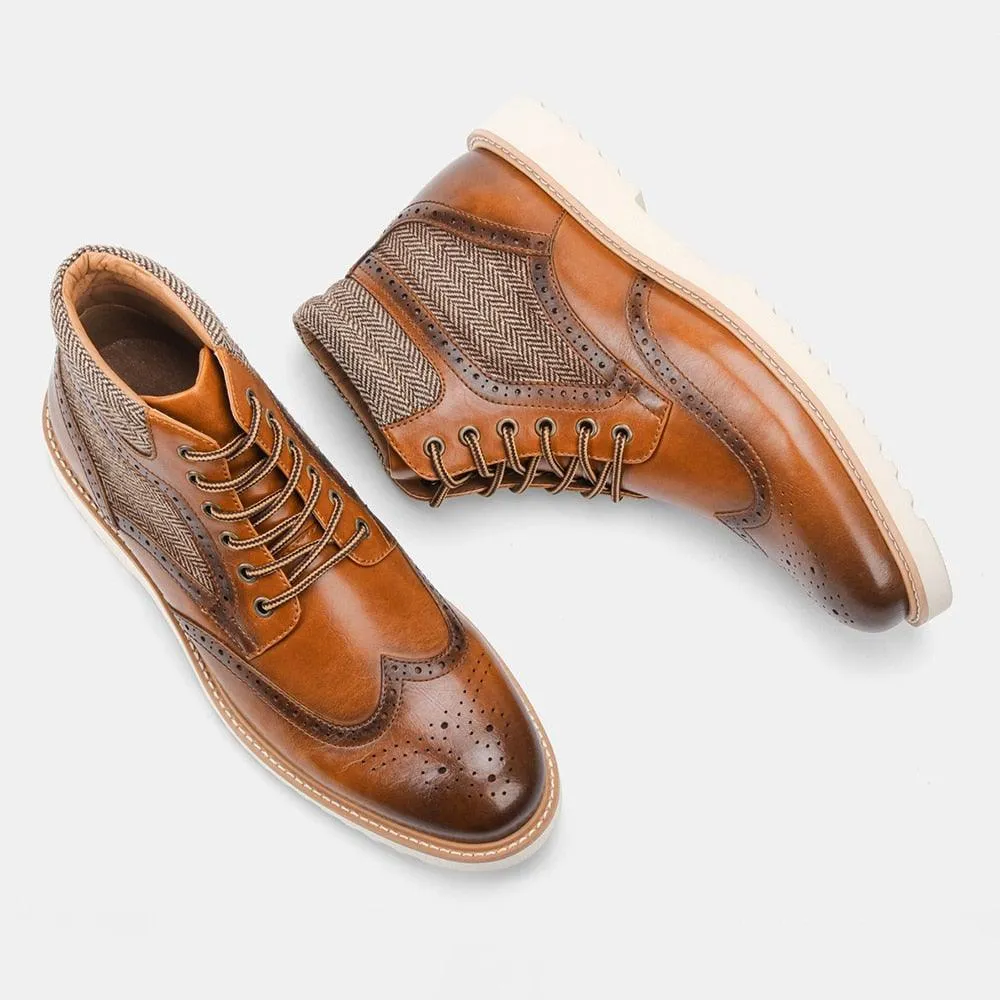 Men's Flat Platform Faux Leather Ankle Boots