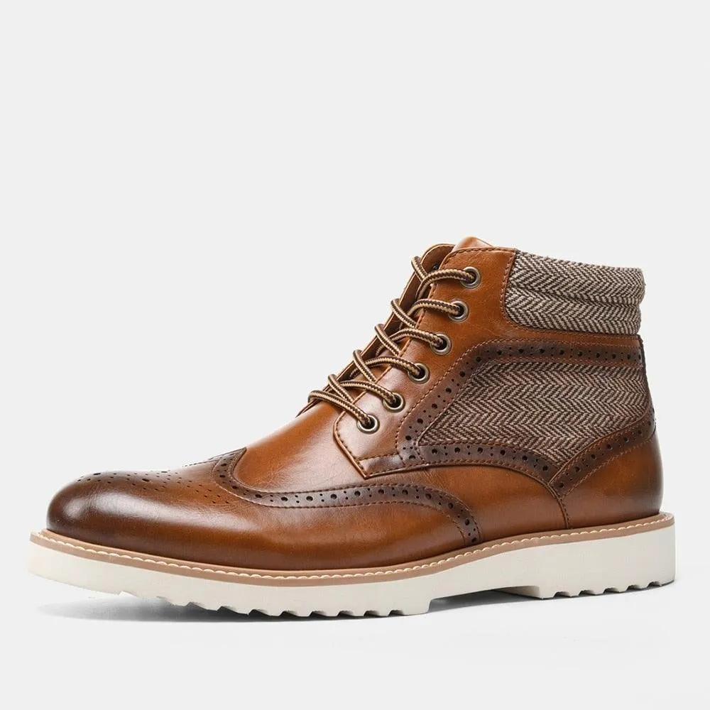 Men's Flat Platform Faux Leather Ankle Boots
