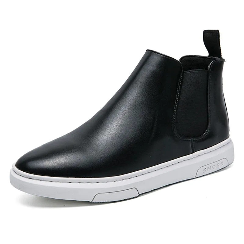 Men's Flat Sole Faux Leather Chelsea Boots