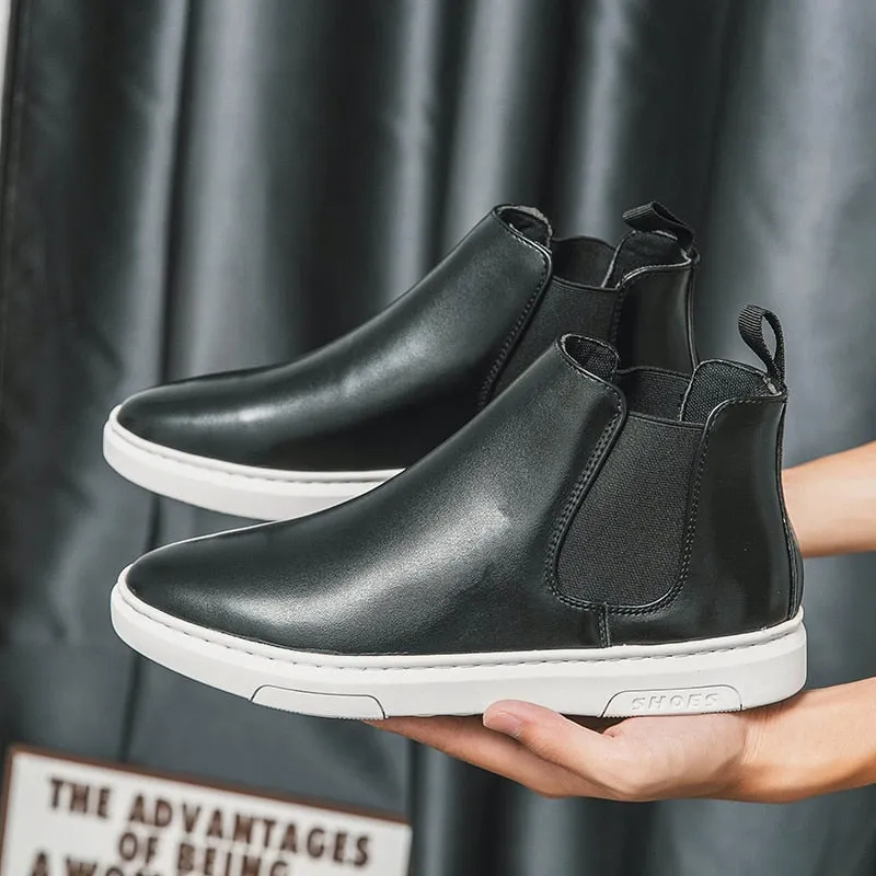 Men's Flat Sole Faux Leather Chelsea Boots