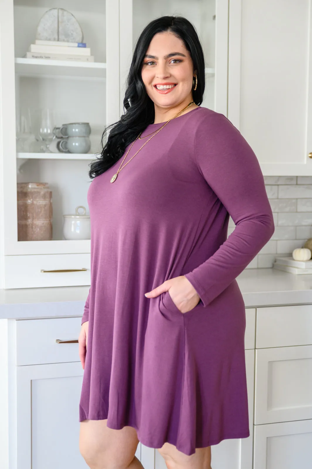 Most Reliable Long Sleeve Knit Dress In Plum LD23