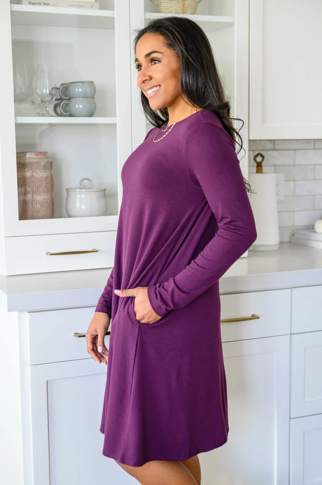 Most Reliable Long Sleeve Knit Dress In Plum LD23