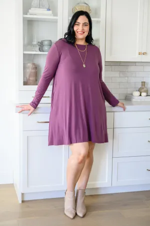 Most Reliable Long Sleeve Knit Dress In Plum LD23