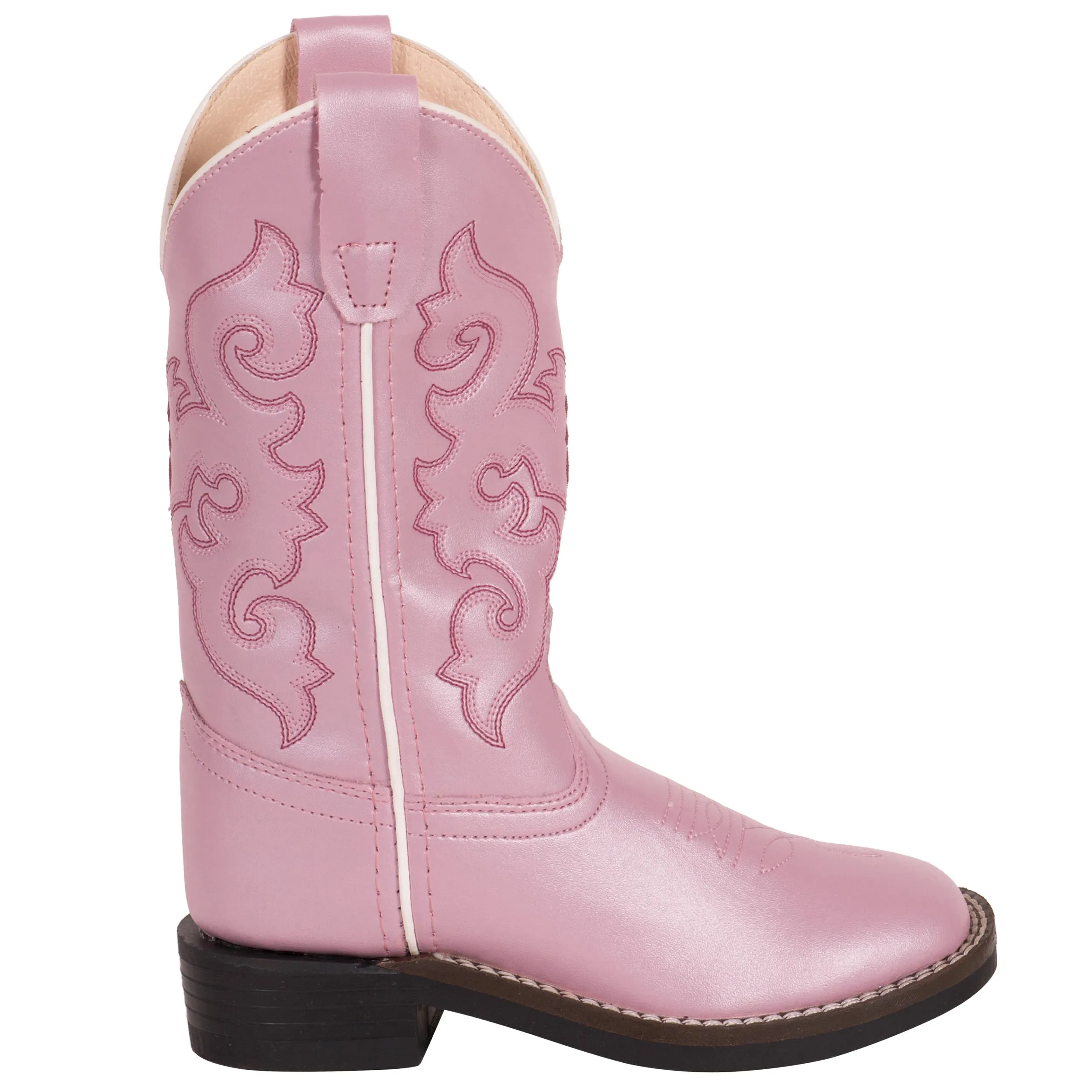 Old West Pink Children Girls Scroll Stitch Cowboy Western Boots 10.5 D