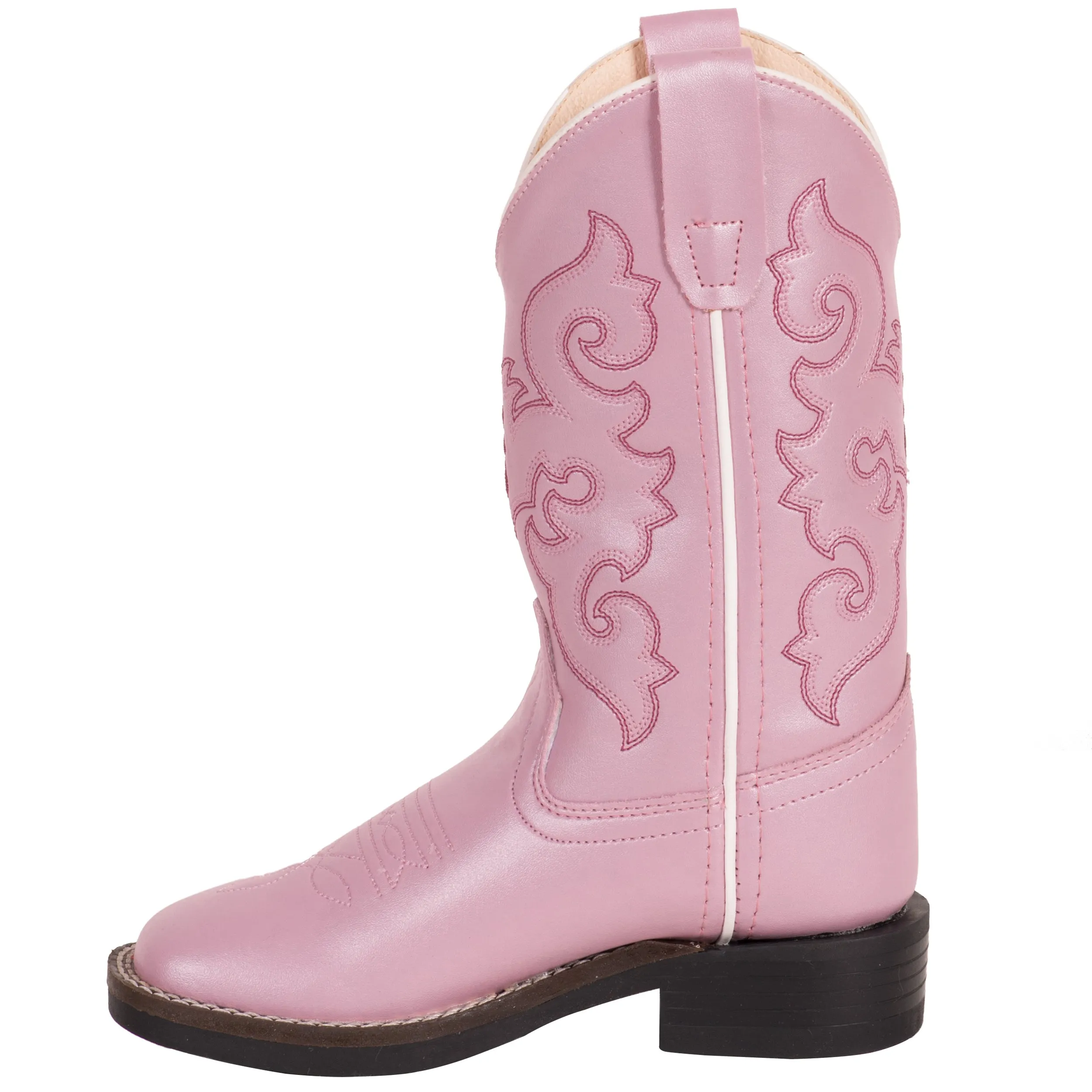 Old West Pink Children Girls Scroll Stitch Cowboy Western Boots 10.5 D