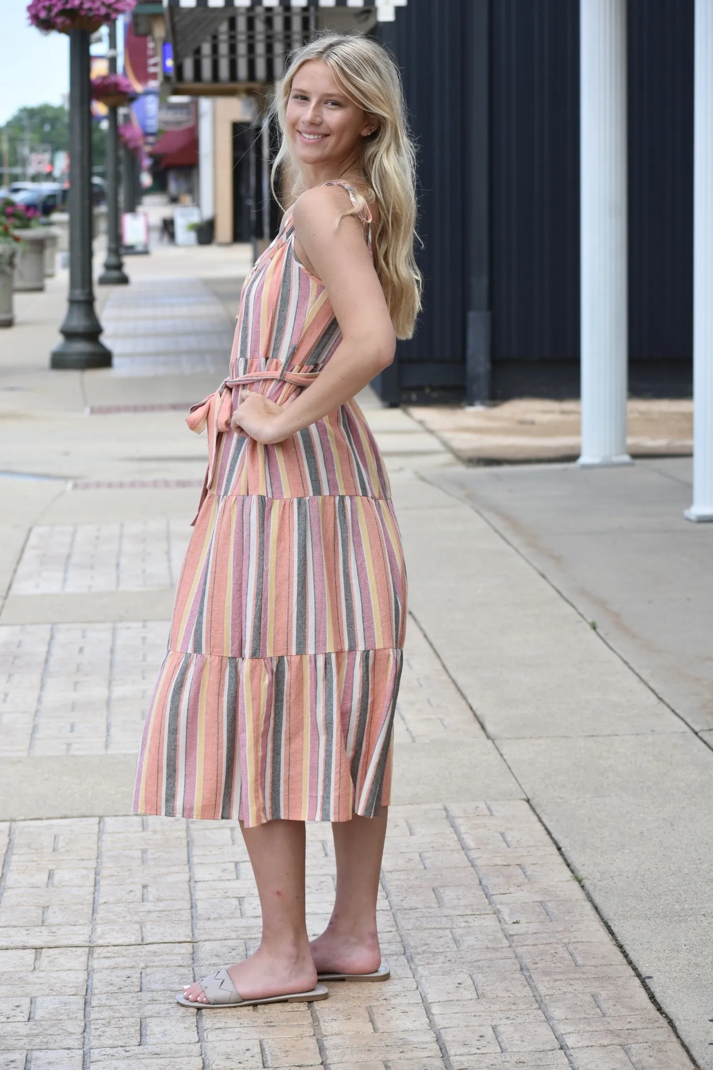 Presley Striped Midi Dress