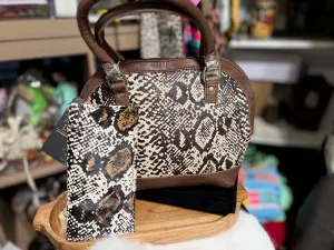 Printed Hair-On Croc Satchel Handbag with wallet - American Darling
