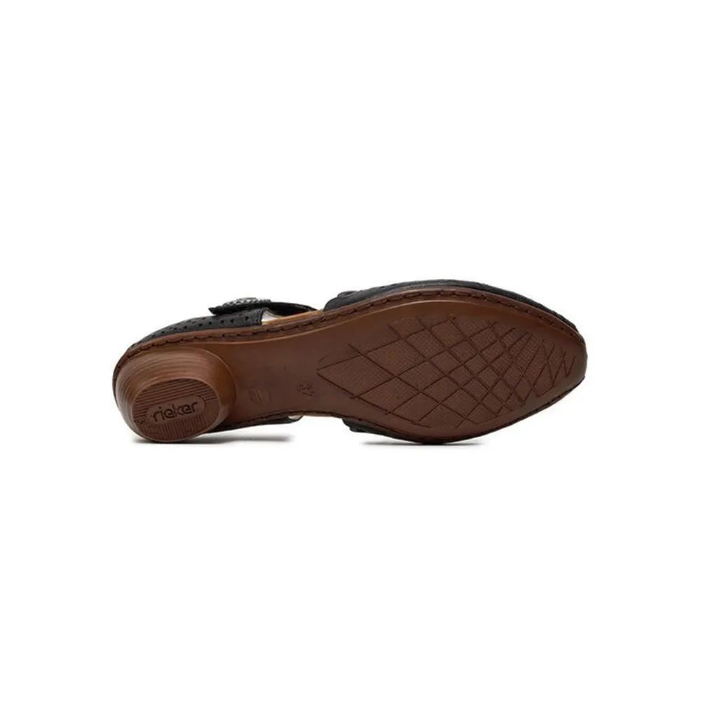 RIEKER PERFED MARY JANE KITTEN HEEL BLACK - WOMENS