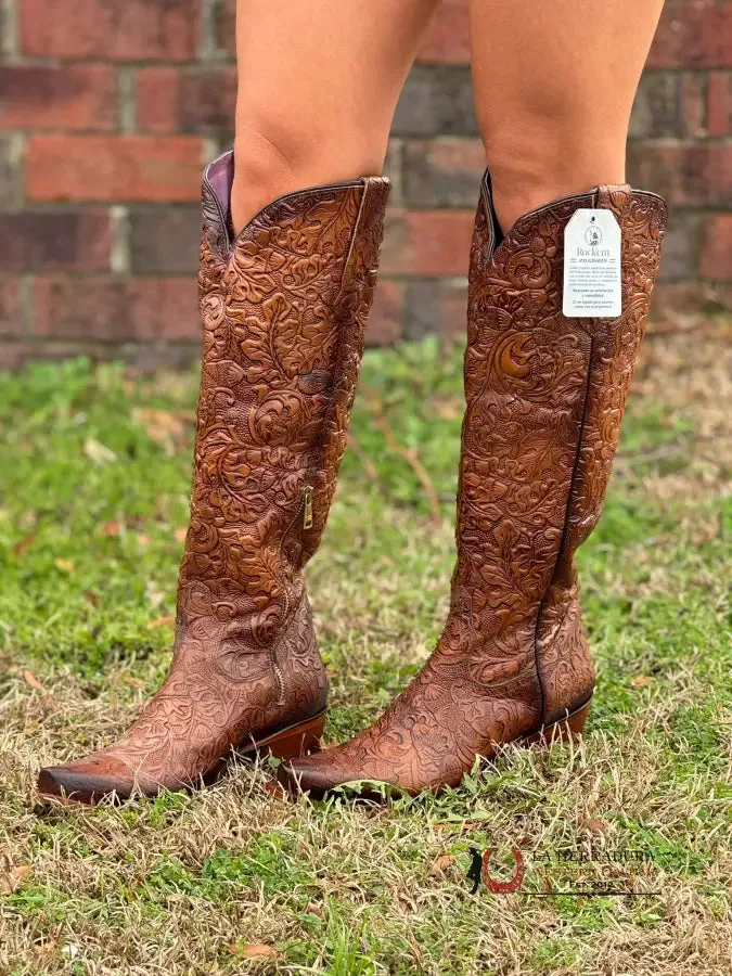 ROCK'EM HAND TOOLED SHEDRON TALL BOOT POINT TOE