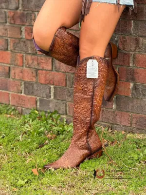 ROCK'EM HAND TOOLED SHEDRON TALL BOOT POINT TOE