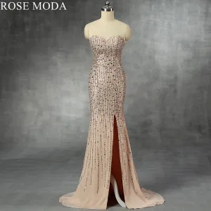 Rosemoda Beaded Chiffon Sheath Evening Dress