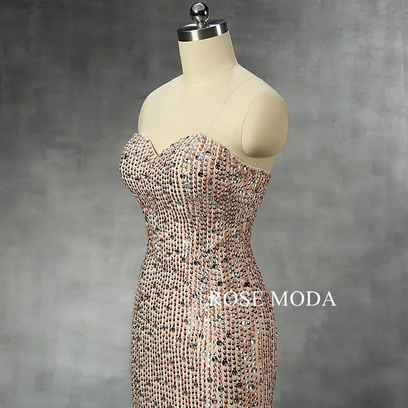 Rosemoda Beaded Chiffon Sheath Evening Dress