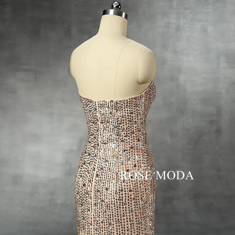 Rosemoda Beaded Chiffon Sheath Evening Dress