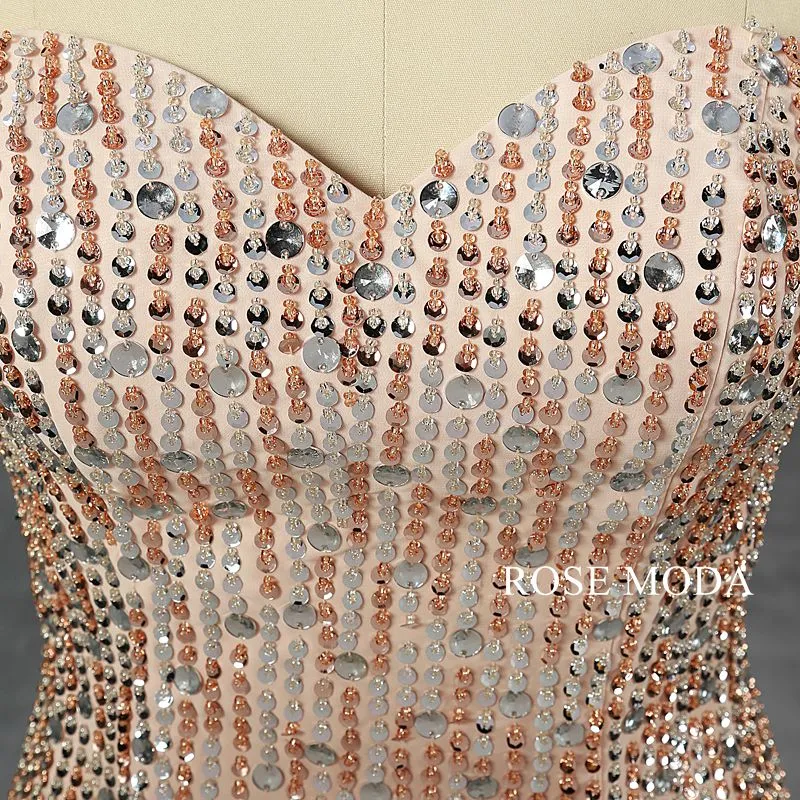 Rosemoda Beaded Chiffon Sheath Evening Dress
