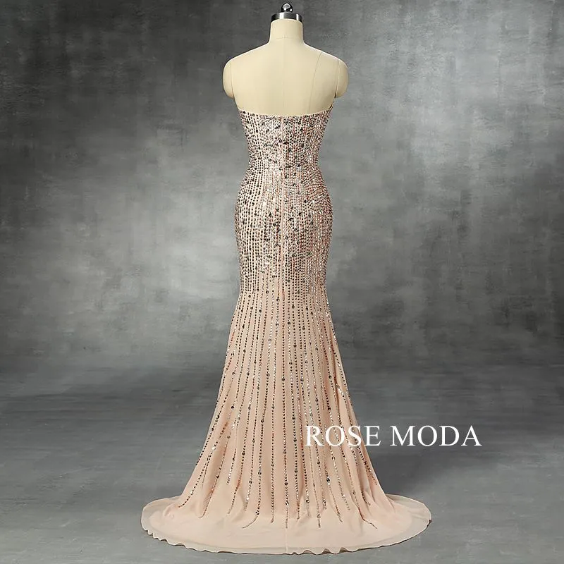Rosemoda Beaded Chiffon Sheath Evening Dress