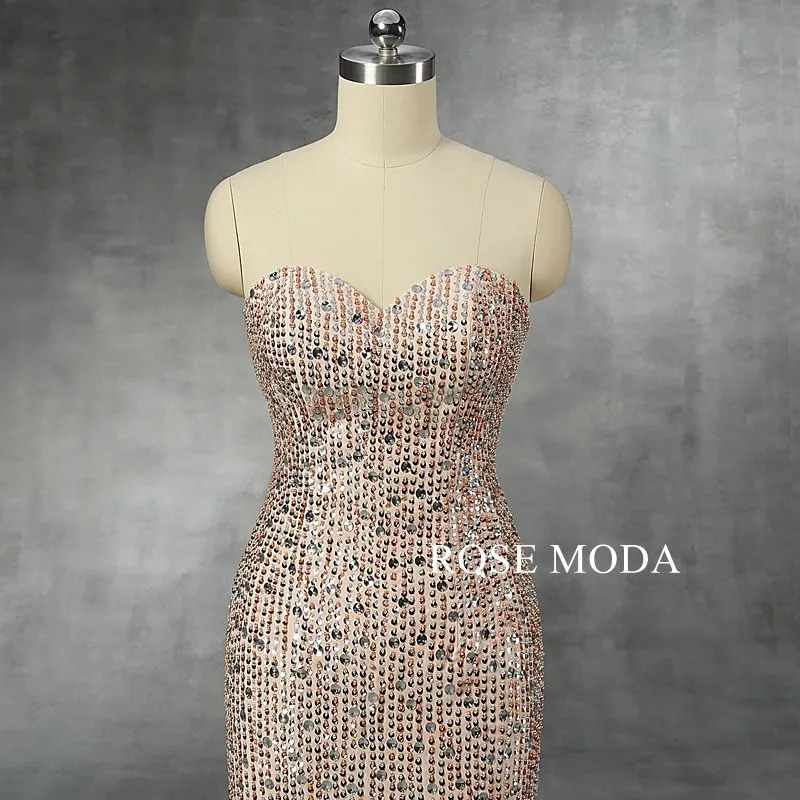 Rosemoda Beaded Chiffon Sheath Evening Dress