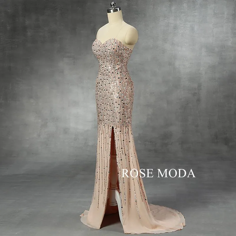 Rosemoda Beaded Chiffon Sheath Evening Dress