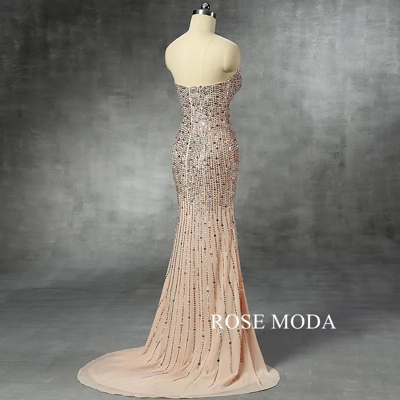 Rosemoda Beaded Chiffon Sheath Evening Dress