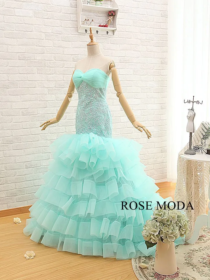 Rosemoda Green Organza Mermaid Prom Dress