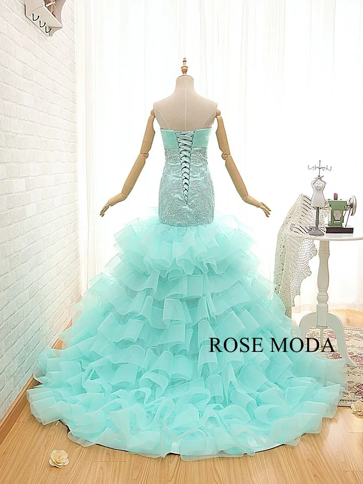 Rosemoda Green Organza Mermaid Prom Dress