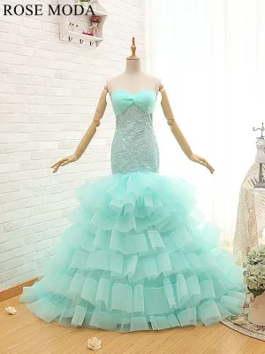Rosemoda Green Organza Mermaid Prom Dress